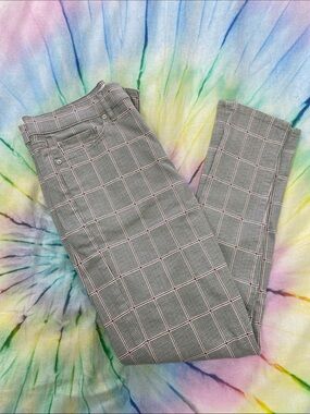 LOFT Green Plaid Skinny Pants with Red Windowpane Lot 7